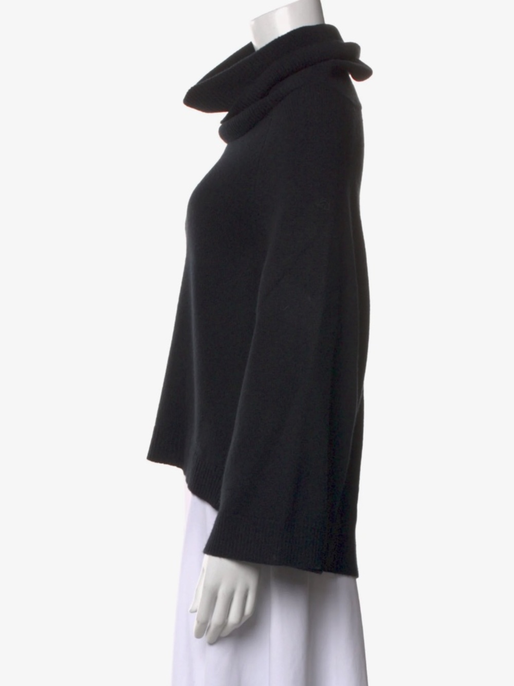 Theory 100% Cashmere Black Turtleneck Drape Crop Wide Sleeves Women's S/P Boxy